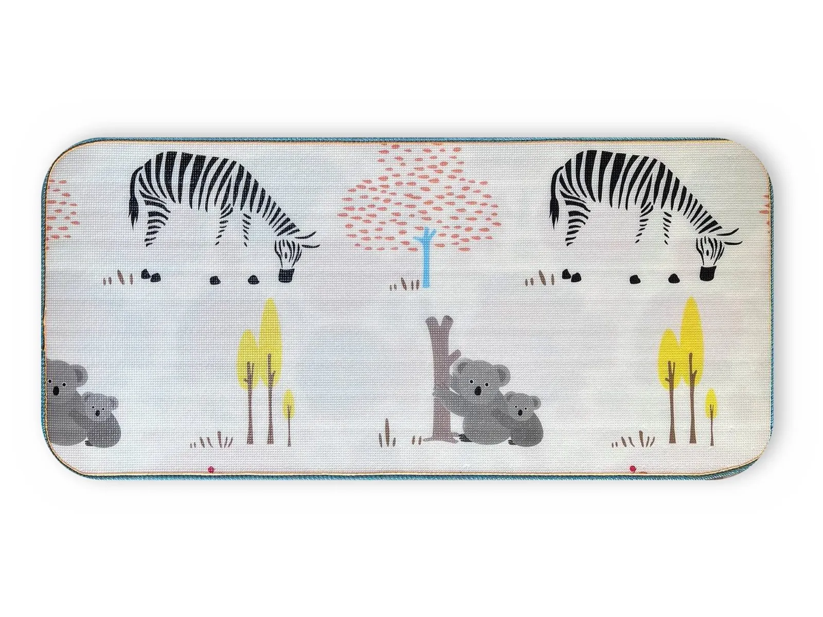 “Savanna” mat, front side: zebras and koalas