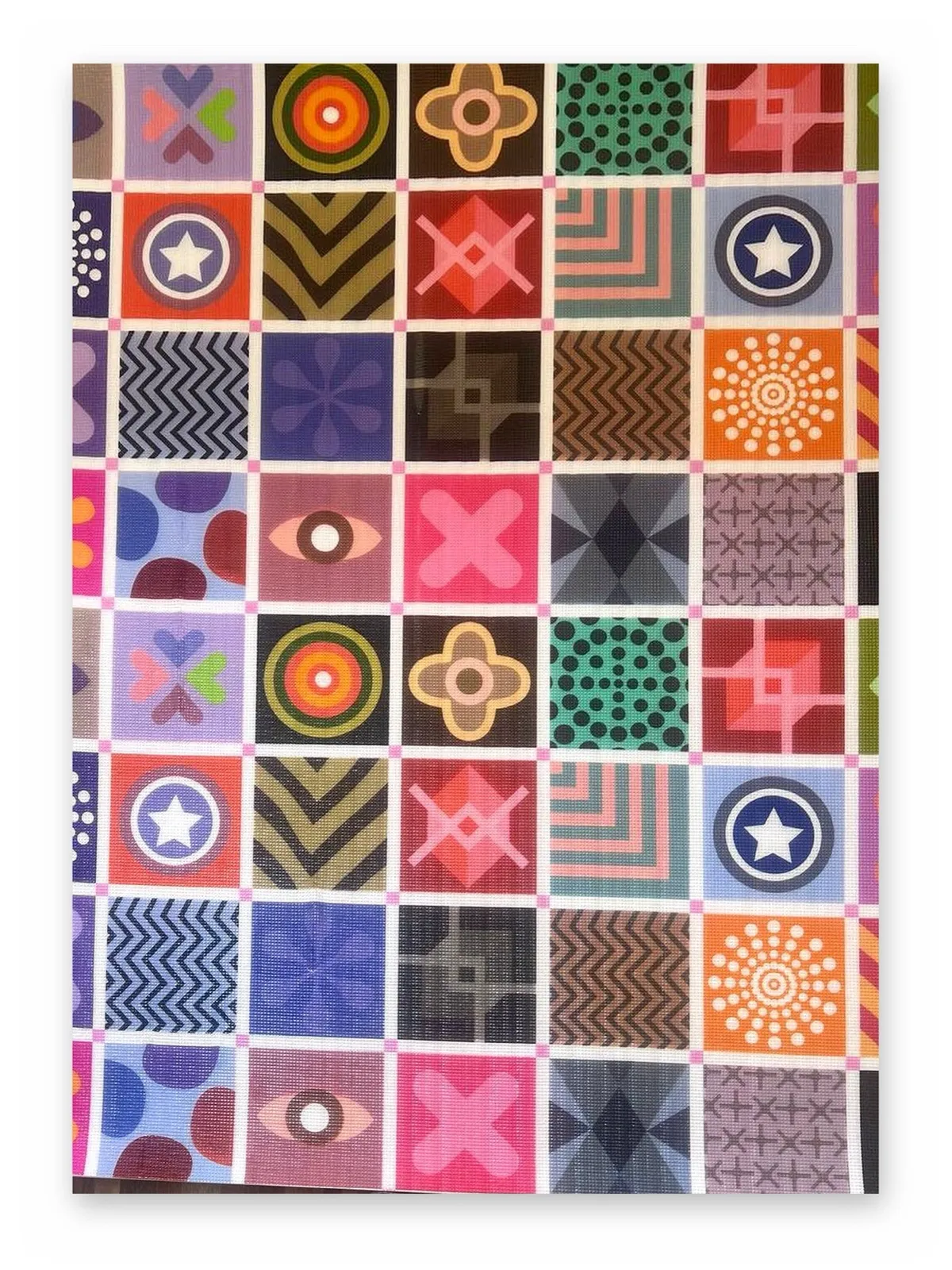 “Oriental Mosaic” mat, back side: geometric tiles