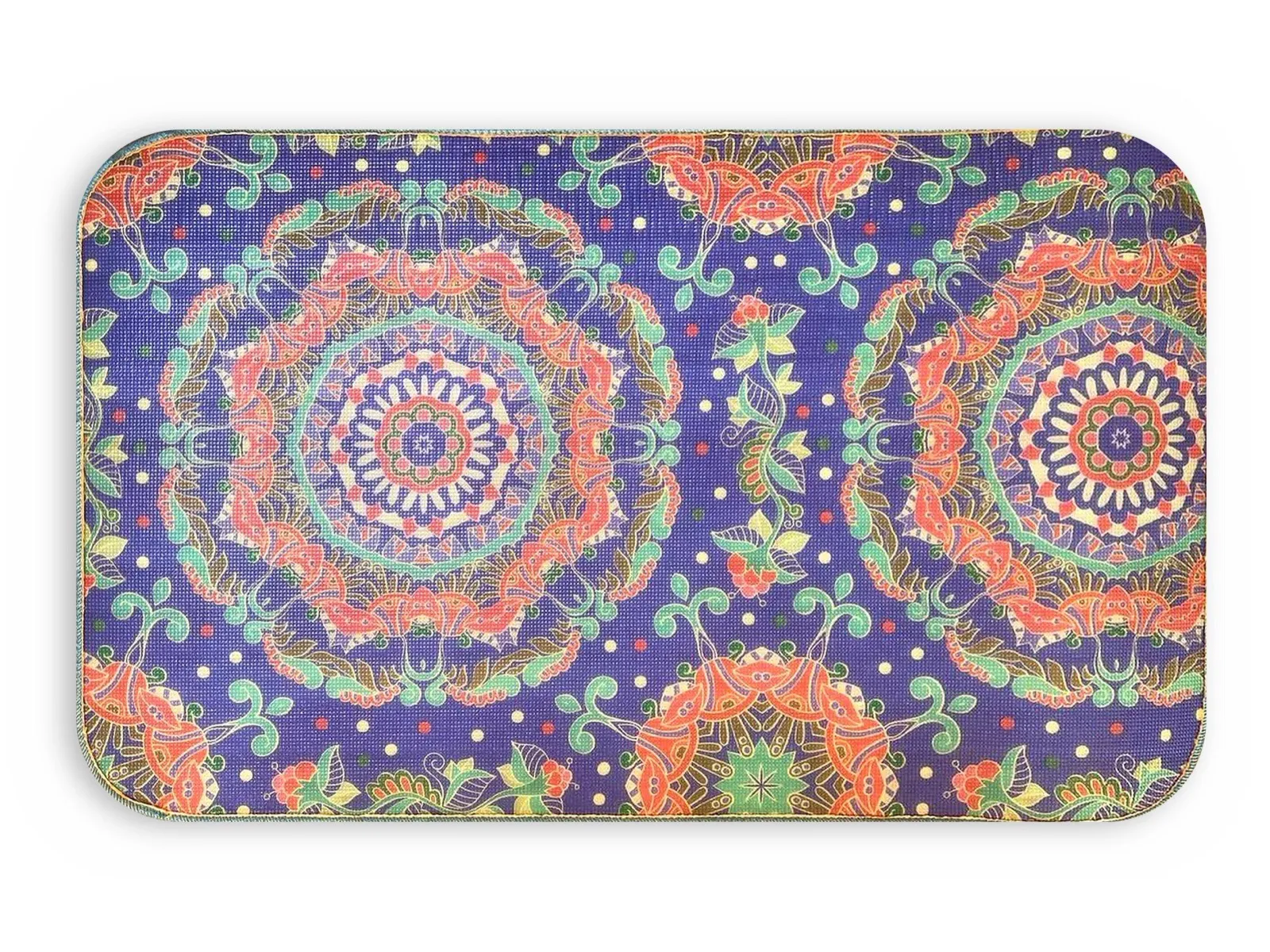 “Elephant Parade” mat, back side: oriental mandala pattern