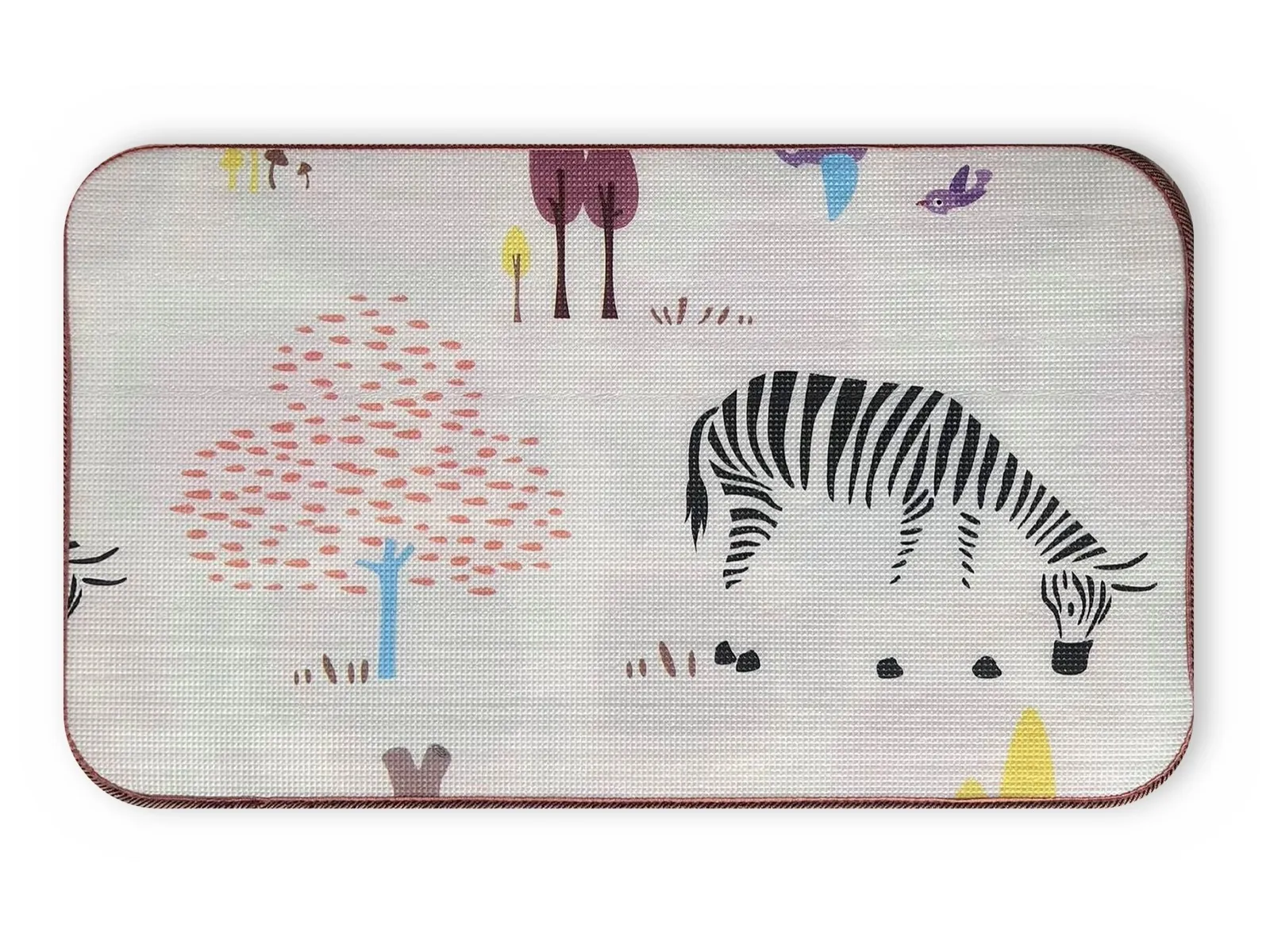 “Happy Fish” mat, back side: zebra in the savanna